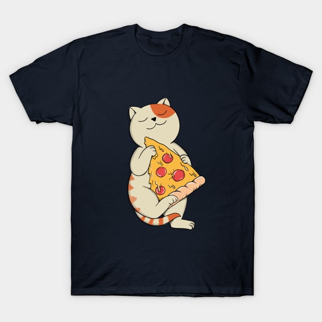 Cat and Pizza T-Shirt by coffeeman